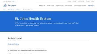 St john ascension health portal - Patient Portal. Careers. ... Authorization for release of individually identifiable health information. Click Here. Virtual Care Login. Log In. ... To request a pre-application for membership on the medical staff of Ascension St. John, please call (918) 744-2288. St John Global Pre-application. MyHealth Access Network.